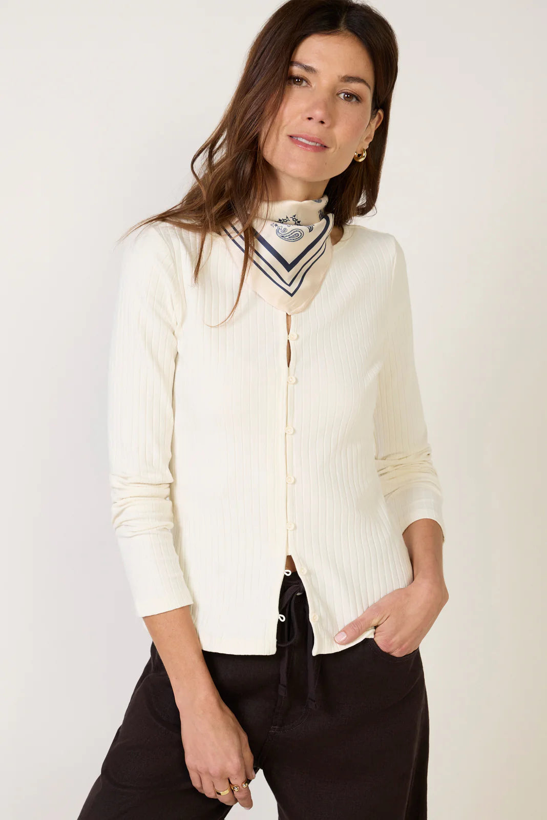 Button Front Rib Top