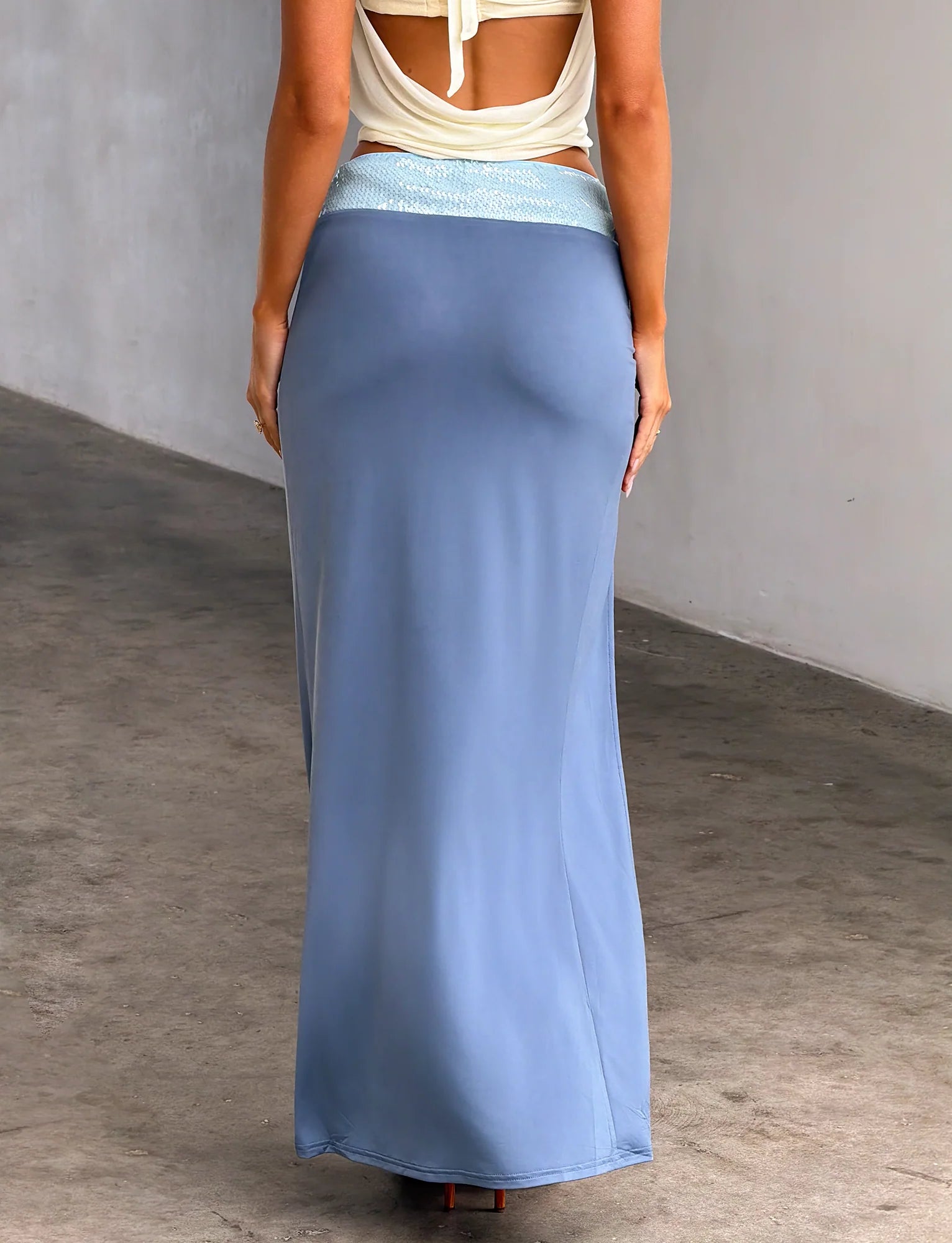 THARA MAXI SKIRT SLATE BLUE