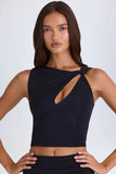 Twisted Cut Out Tank Top in Black