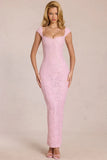 Sweetheart Neck Maxi Dress in Blossom Pink
