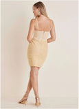 Overlay Bandage Mini Dress Biscotti