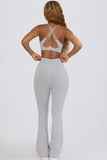 Soft Active V Waist Pocket Flared Leggings in Grey
