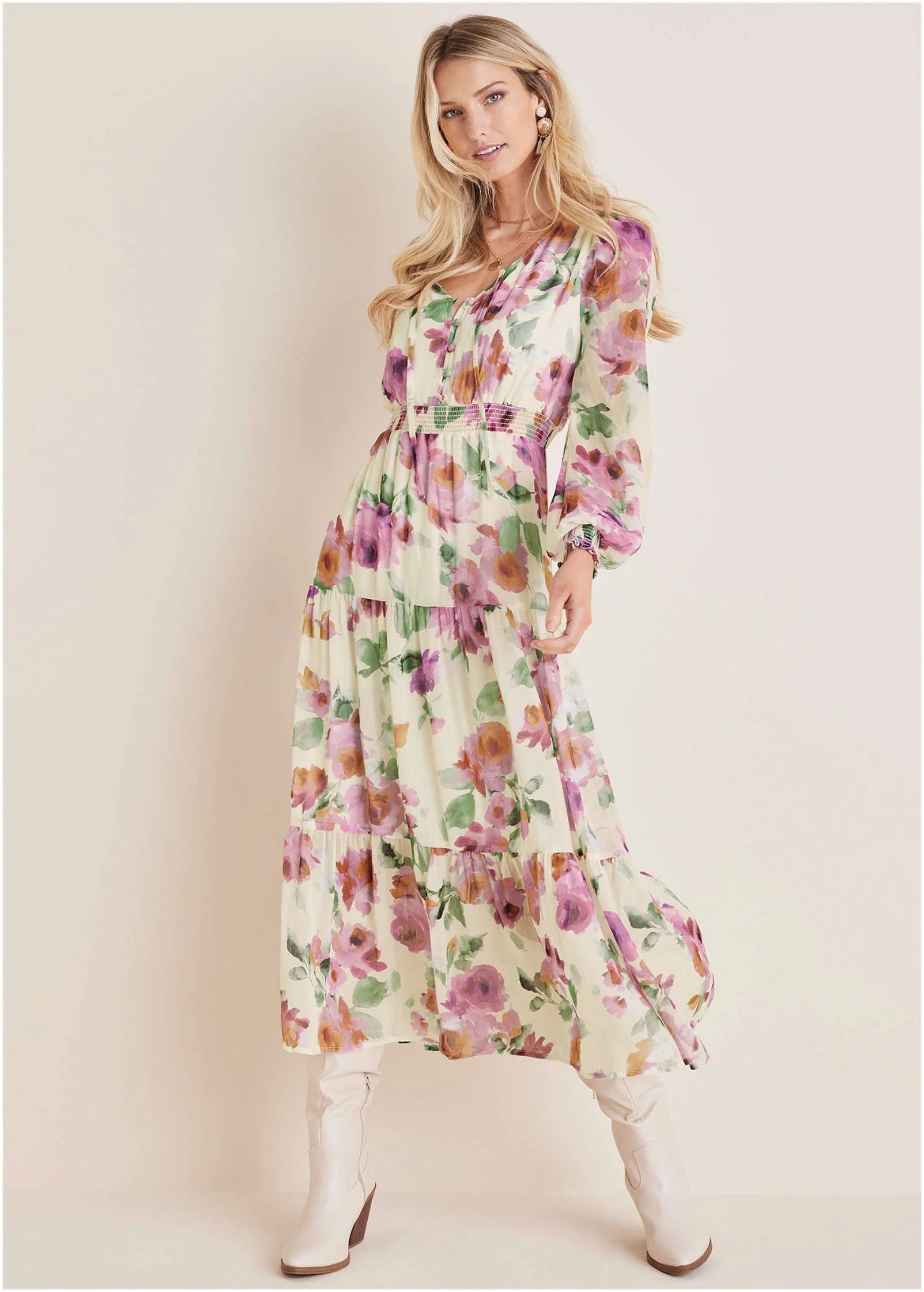 Tiered Floral Maxi Dress Chalet Bouquet