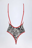 Charm Detail Cross Back Swimsuit in Zebra Print