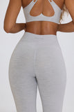 Soft Active V Waist Pocket Flared Leggings in Grey Marl