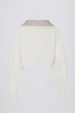 Soft Knit Layered Collar Cropped Jumper in Ivory