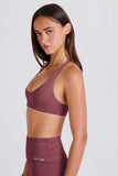 Crossback V Neck Sports Bra in Acai