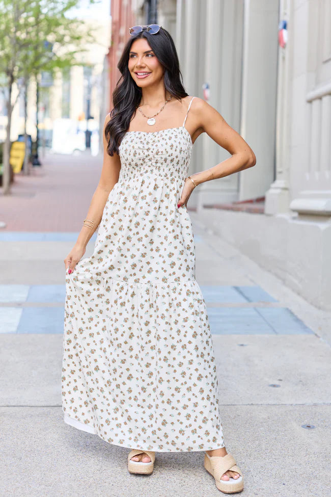 Rowan Brown Floral Maxi Dress