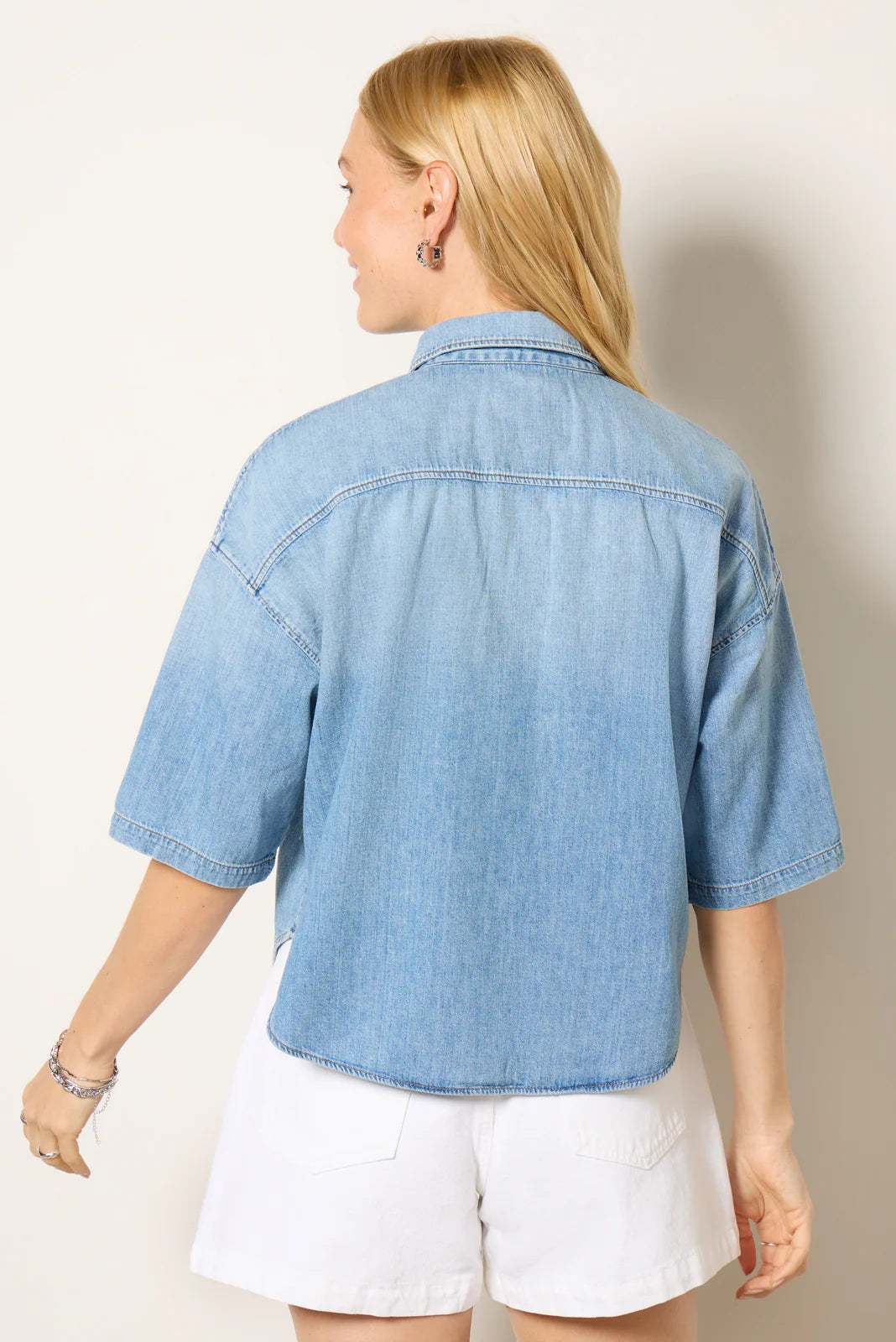 Frances Cropped Cape Button Up