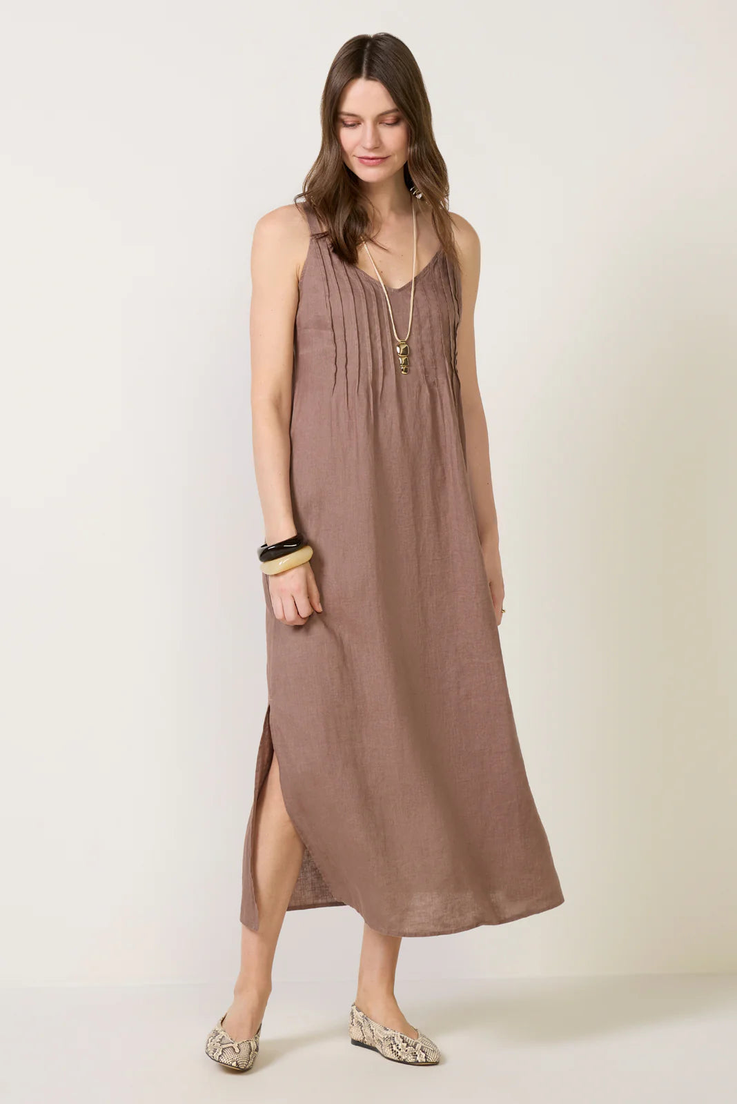Stella Linen Pintuck Dress