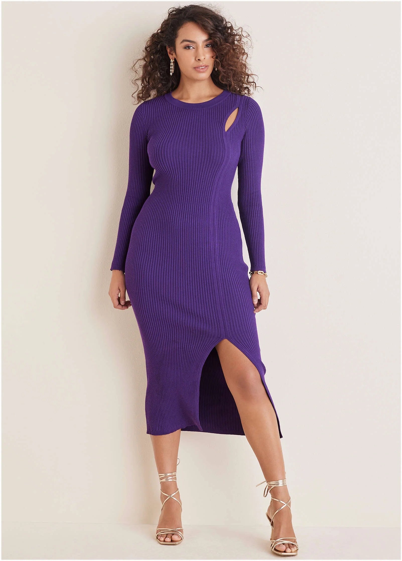 Ribbed Maxi Sweater Dress Violet Indigo
