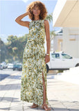 Sleeveless Floral Maxi Dres Green Multi