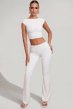 Mid Rise Straight Leg Trousers in White