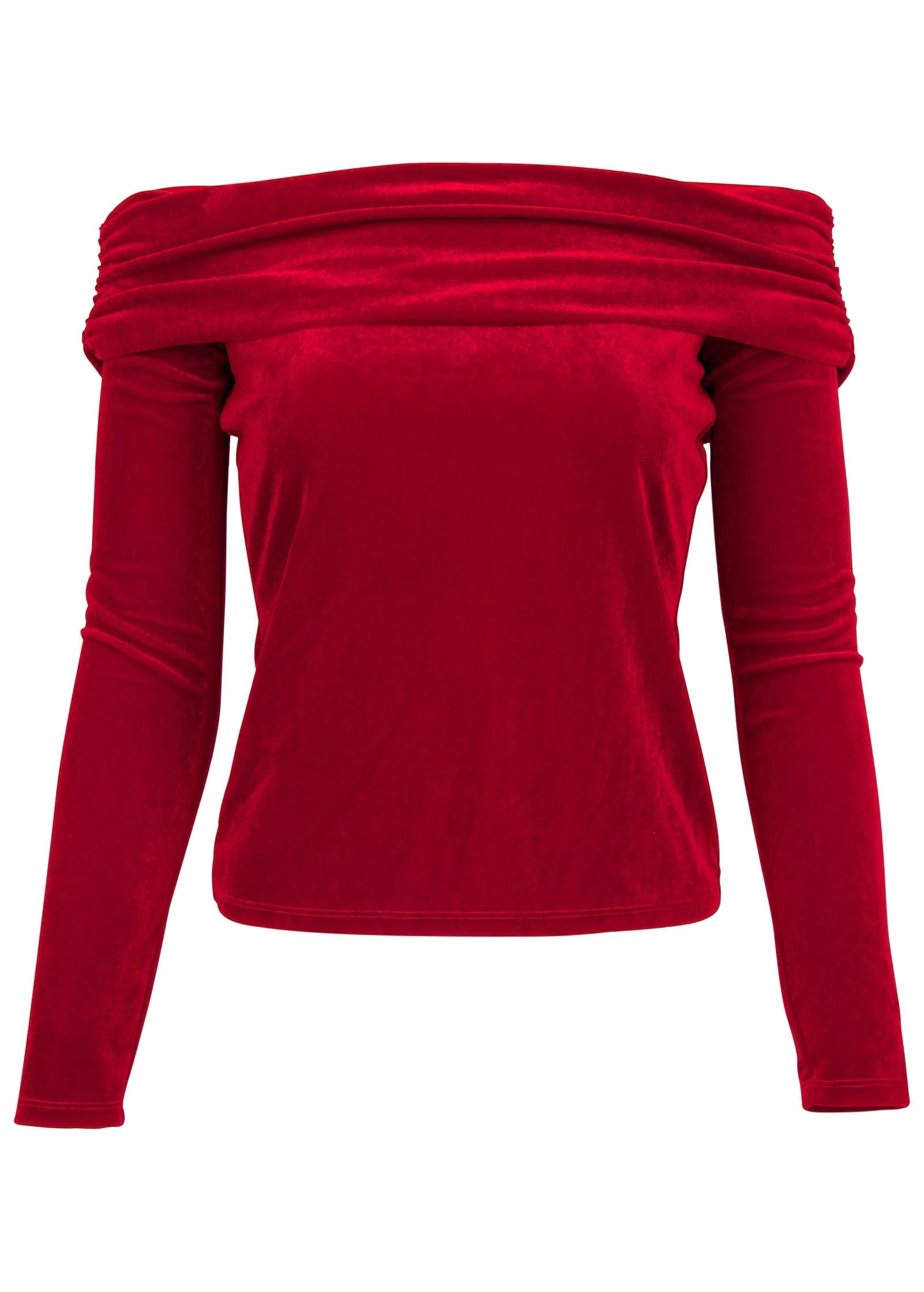 Off The Shoulder Velvet Top Haute Red