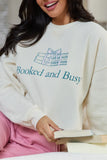 Booked Busy Cream Graphic Sweatshirt