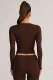 Modal Ruched Long Sleeve Top in Chocolate Brown