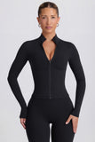 Soft Active Zip Up Jacket in Black
