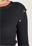 Button Detail Sweater Dress Jet Black