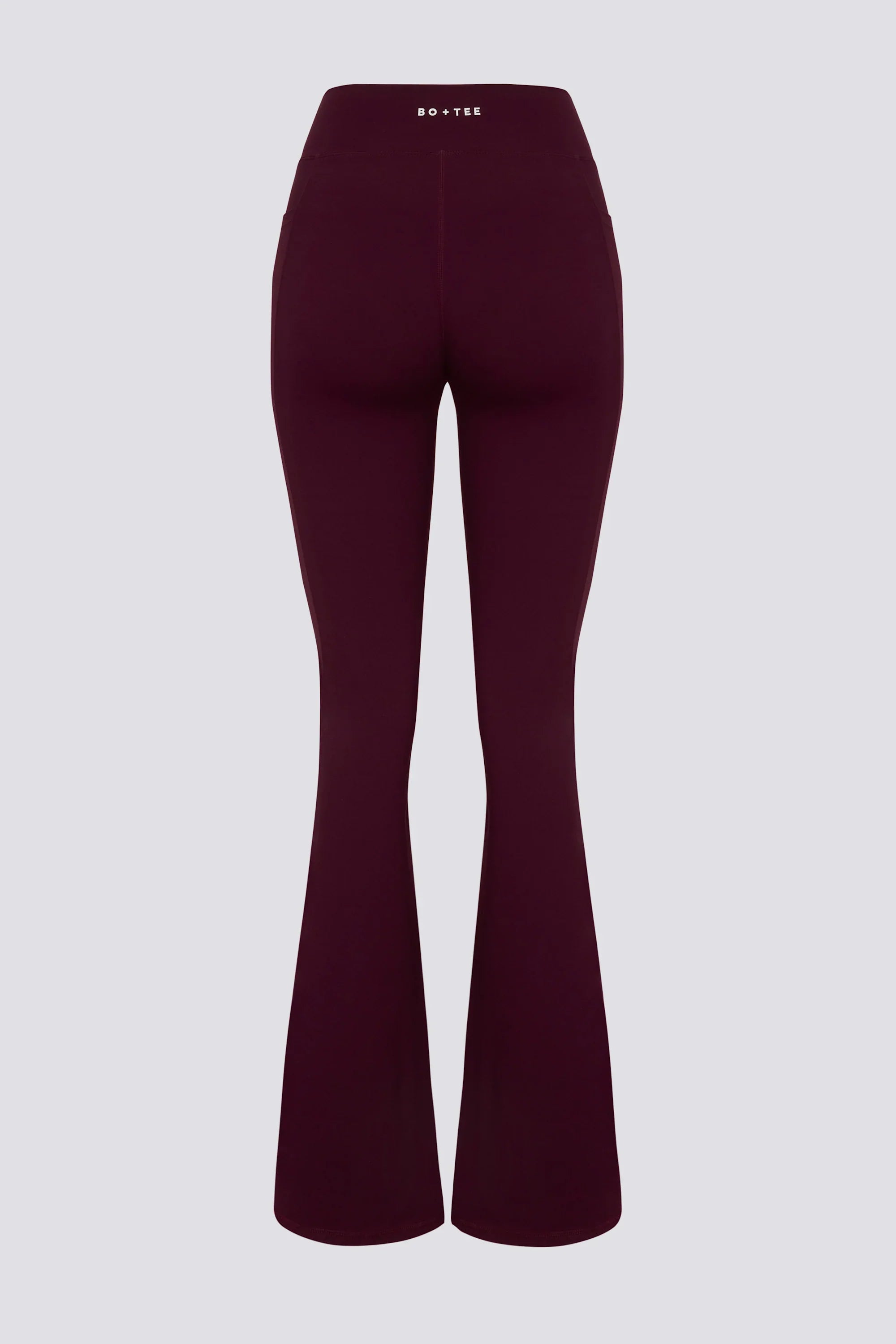 Soft Active V Waist Pocket Flared Leggings in Burgundy
