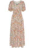 V Neck Maxi Dress White Multi