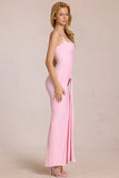 Square Neck Tie Gather Maxi Dress in Blossom Pink