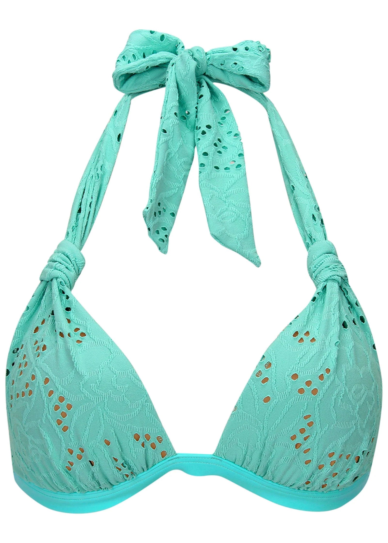 Lace Goddess Push Up Halter Top Light Teal