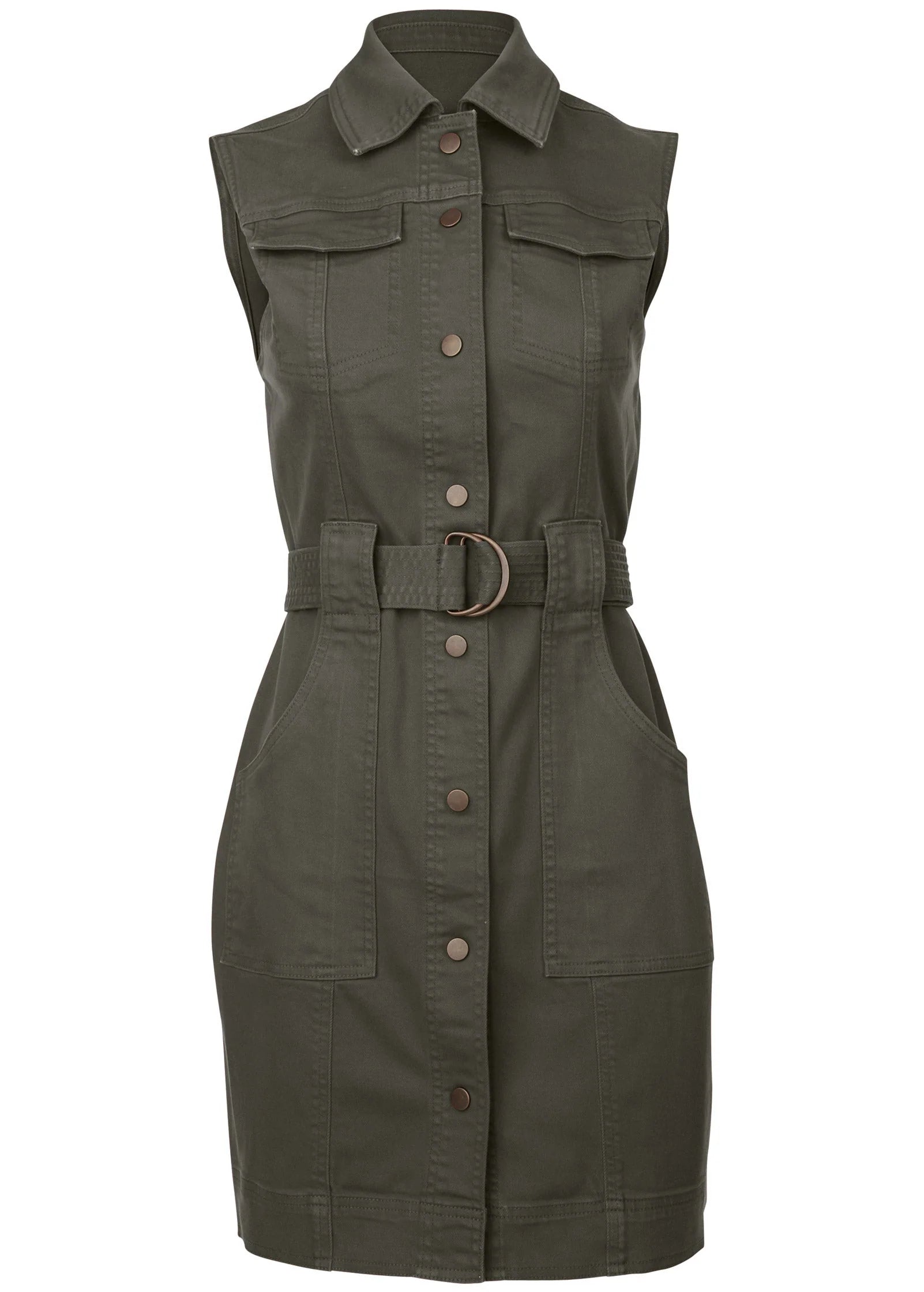 Colored Twill Utility Dress Olive