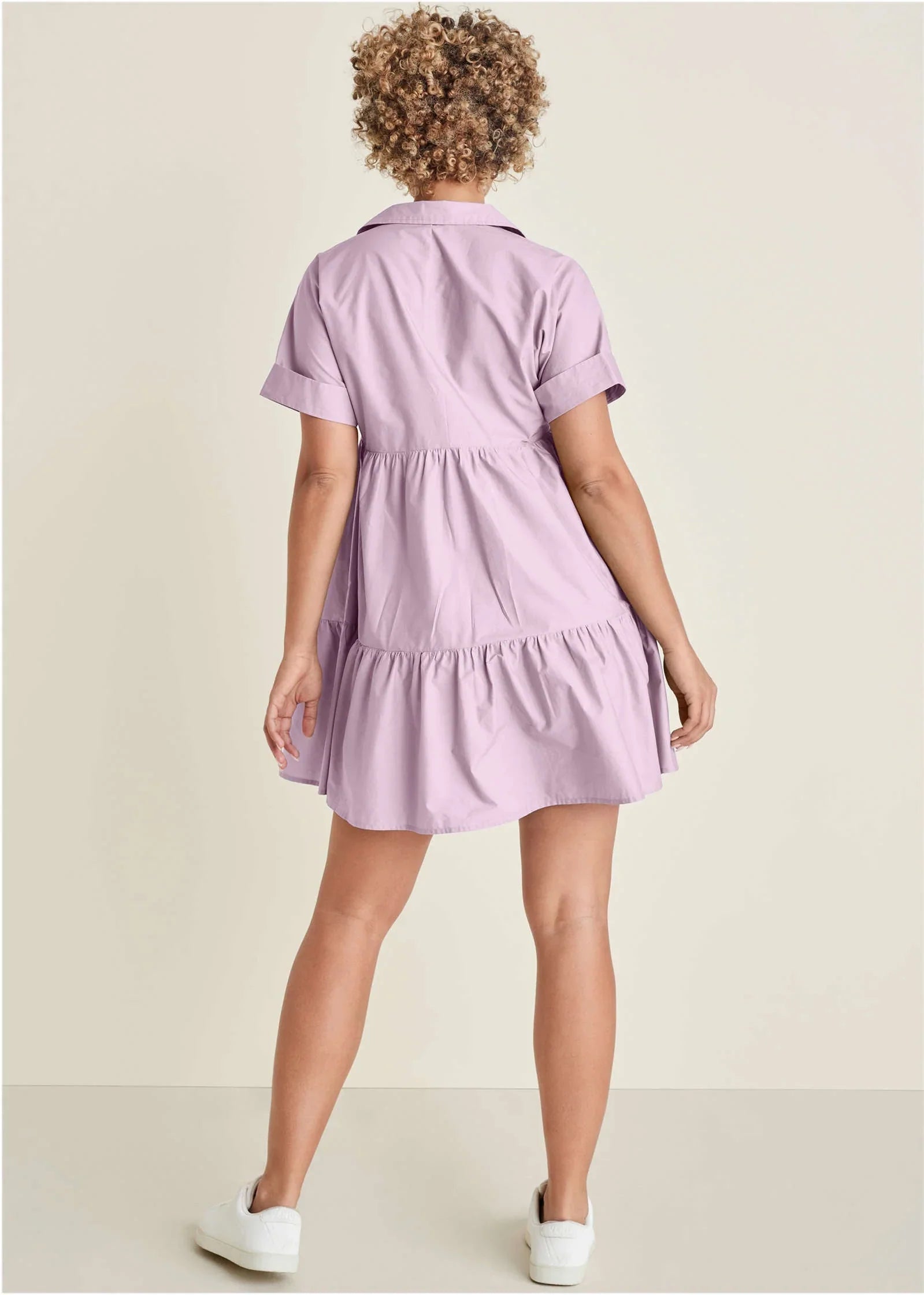 Cotton Poplin Tiered Dress Lilac