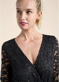 Sequin Lace Open Back Romper Black