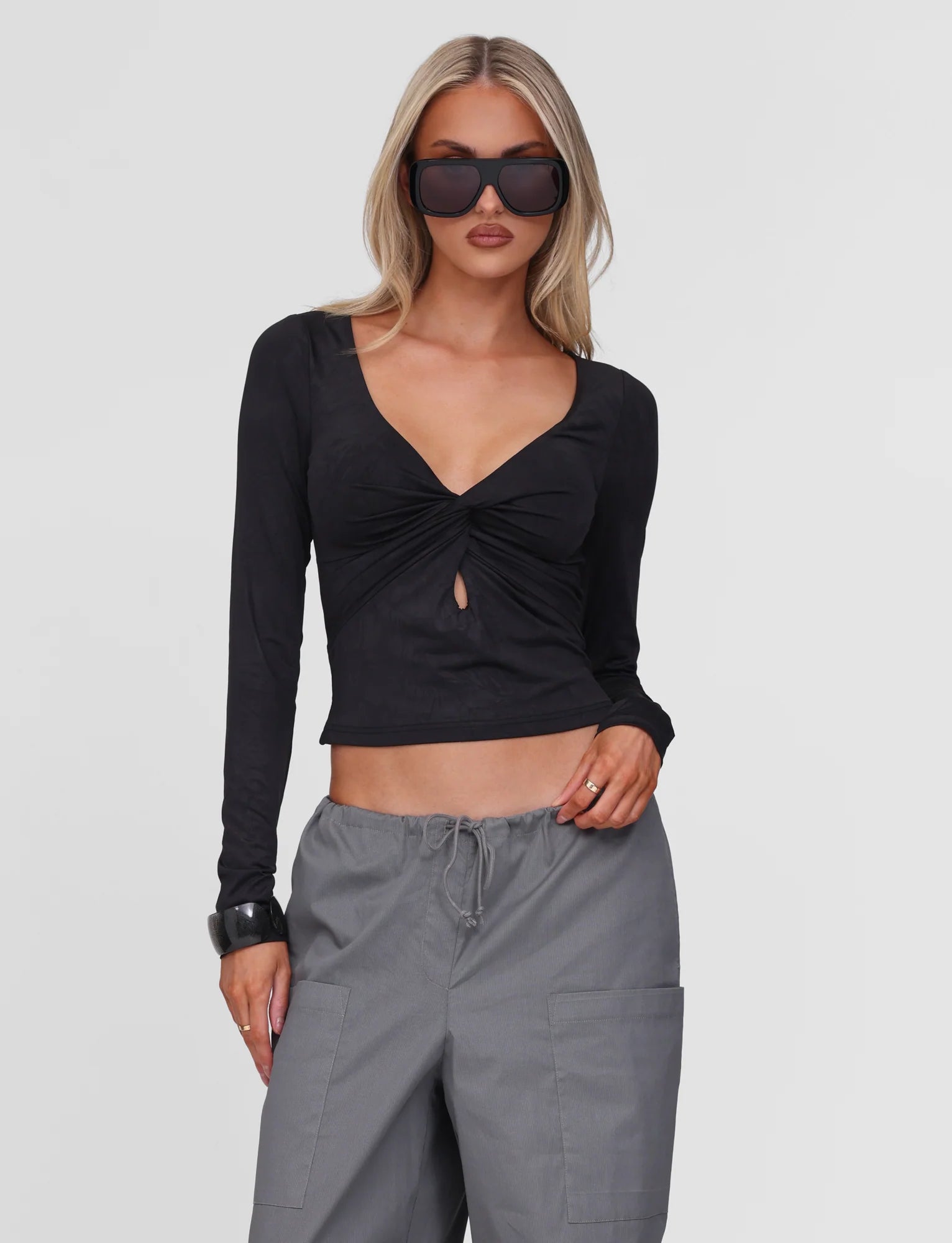 SAFFIRA LONG SLEEVE TOP BLACK