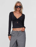 SAFFIRA LONG SLEEVE TOP BLACK