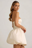 Convertible Bow Detail Bubble Hem Midaxi Dress in Ivory