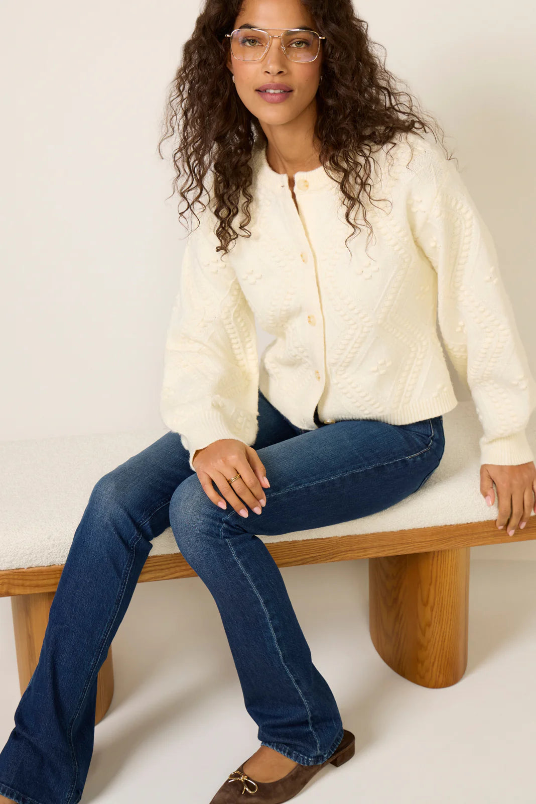 Kitty Bobble Crew Cardigan