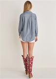 Chambray Button Down Top Medium Wash
