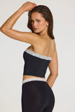 Modal Lace Trim Bandeau Top in Black