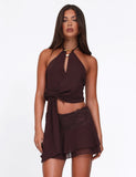 INDIGO MINI SKIRT BROWN CHOCOLATE