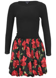 Long Sleeve Bubble Hem Mini Antique Roses