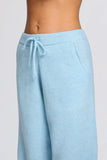 Knit Mid Rise Wide Leg Joggers in Powder Blue