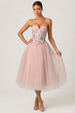 Tulle Corset Midaxi Dress in Dusty Rose