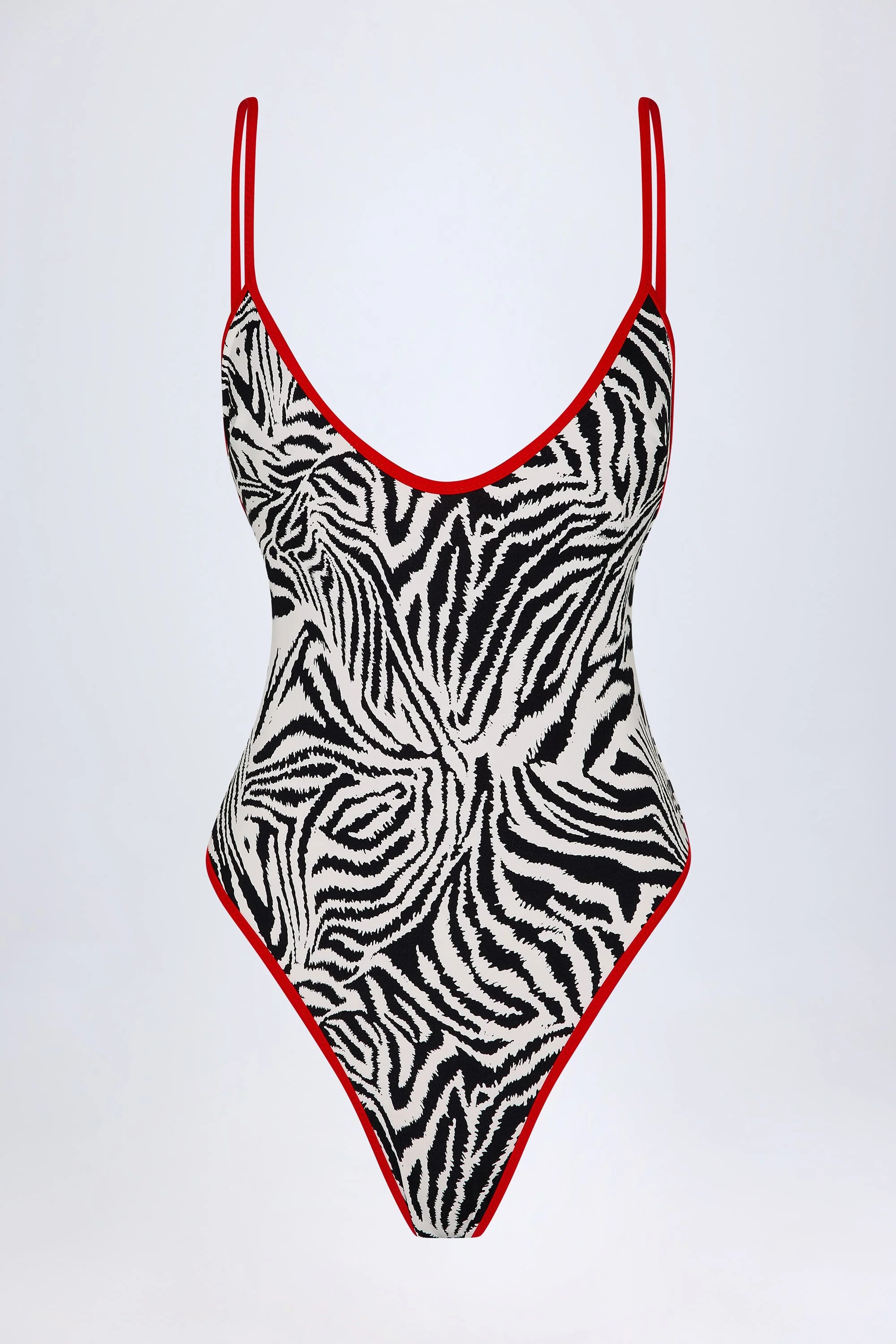 Charm Detail Cross Back Swimsuit in Zebra Print