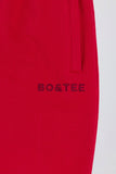 Soft Cotton Jersey Mid Rise Wide Leg Joggers in Hot Red