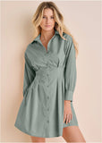 Pleated Shirt Dress Iceberg Green