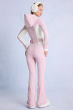 Waterproof Hooded Fitted Ski Suit in Powder Pink