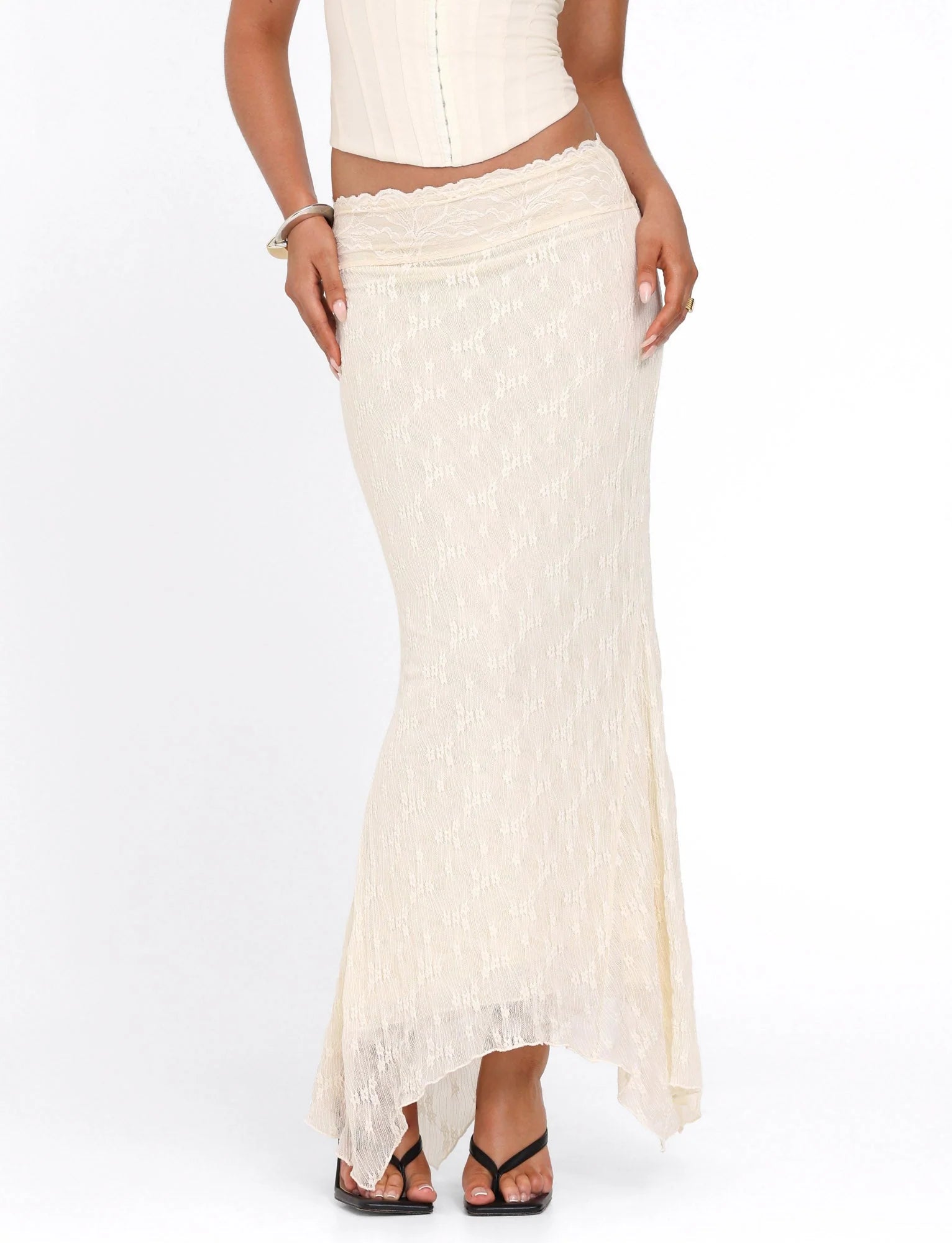 ANTONELLA MIDI SKIRT WHITE LACE CREAM