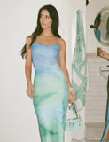 ARDON MAXI DRESS BLUE MACRO FLORAL BLUE HIBISCUS
