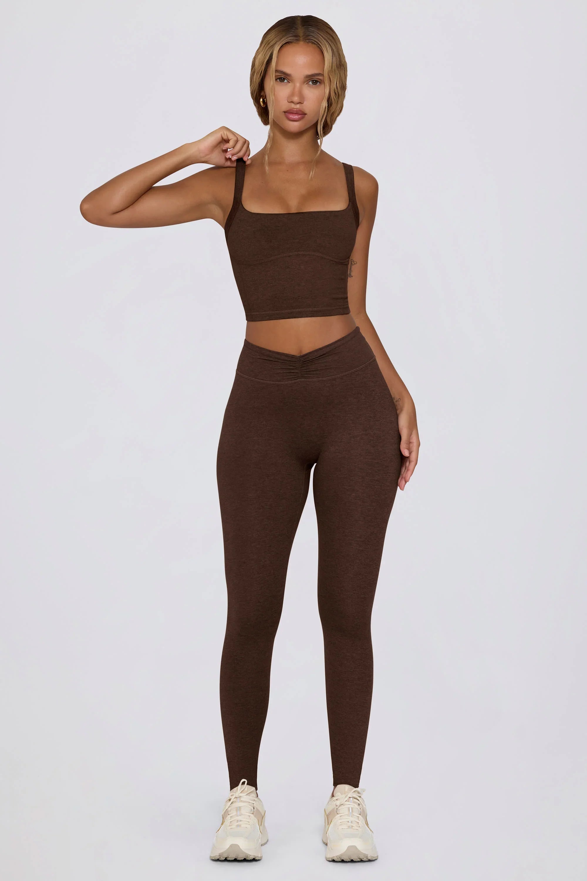 Cropped Tank Top in Pecan Marl