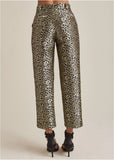 Jacquard Slit Hem Pants Black Gold