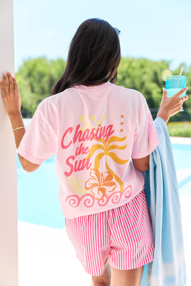 Chasing The Sun Light Pink Graphic Tee