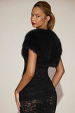 Faux Fur Short Sleeve Bolero in Black