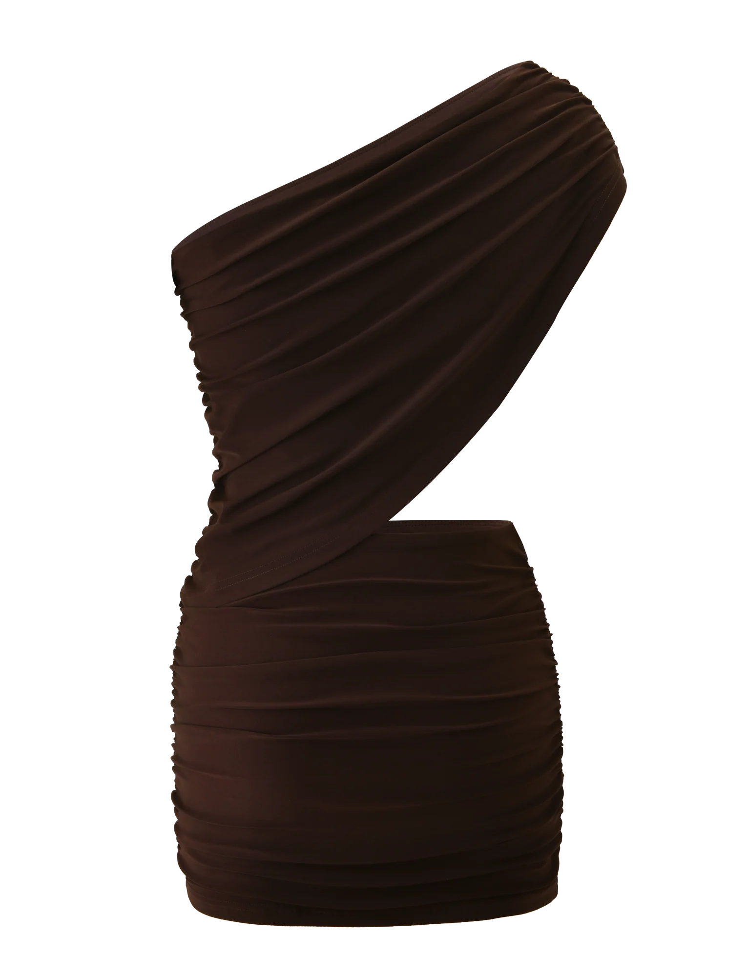 RYLAND DRAPED MINI DRESS CHOCOLATE